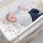 Pack n Play Stretchy Fitted Playard Sheet Set BROLEX 2 Pack Portable Mini Crib Sheets (Pink Blossom / 38X26 Inch)