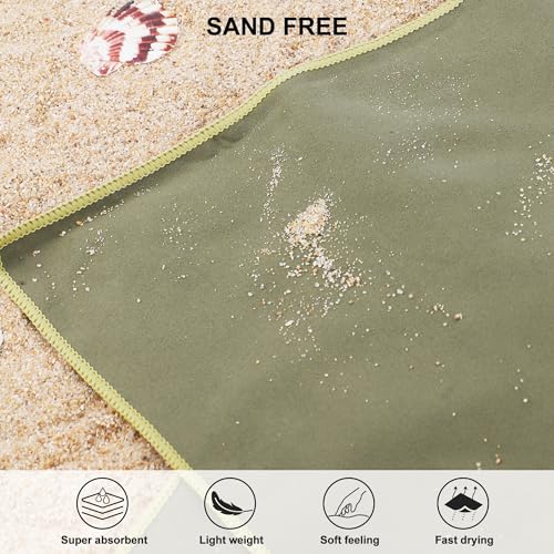 Microfiber Towel Quick Dry Camping & Travel & Gym Towel. Compact (Army Green / 72.00" x 40.00")