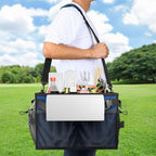 Grill Caddy Foldable BBQ Caddy with Paper Towel Holder (Navy)