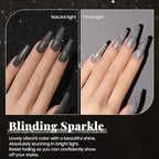 Beetles Black Gel Nail Polish (A - Black Glitter | Shooting Stars)
