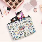 A Girl Loves Sharks Shark Gifts Shark Stuff Sharks Decor Cosmetic Bag travel Makeup Bag Gifts for Women Coworker Teens Bestie Best Friend Birthday Easter Anniversary Graduation Christmas Nurse Day (Girl Sharks 1197)