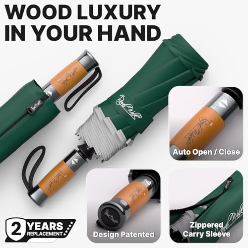 Compact Travel Umbrella for Rain (Dark Green)