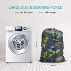 Laundry Bags Mesh Heavy Duty 24" x 36" with Drawstring Closure (Black-3Pack)