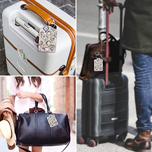 Luggage Tags Privacy Cover ID Label for Travel Bag Suitcase (Marble Tiles)