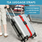 2 Pack Luggage Straps for Suitcases with TSA Lock (Apple Red)