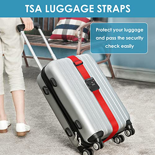 2 Pack Luggage Straps for Suitcases with TSA Lock (Apple Red)