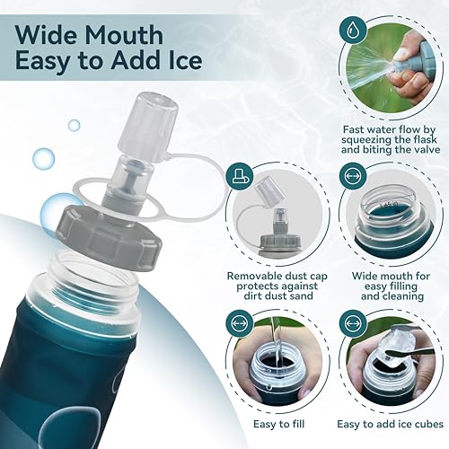 Soft Hydration Flask with Wide Mouth (Blackish Green / 500 ml / 17 oz)