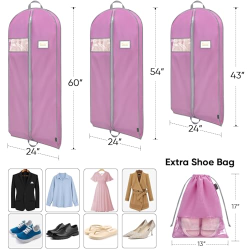 1PK Garment Bags for Hanging Clothes (Pink / 43" 1PK)