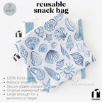 Roamio Reusable Sandwich and Snack Bags (C6 Nautical Stripe & Shells-Lg)