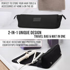 Hair Tools Travel Bag and Heat Resistant Mat 17" (Black)