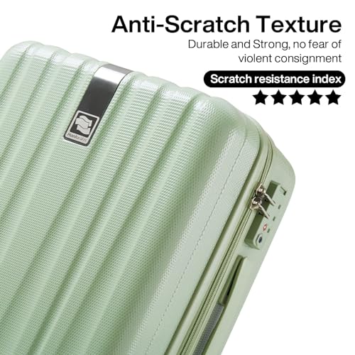 Luggage Sets 2 piece Carry On Luggage with Wheels PC Hard Shell Suitcases Lightweight Checked Travel Luggage Large Travel Suitcase Woman Men 20 (2 Pc Set (20/29) / Bamboo Green)