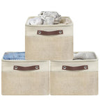 15" x 11" Large Fabric Storage Bin (Beige / Large - 15" x 11" x 9.5")