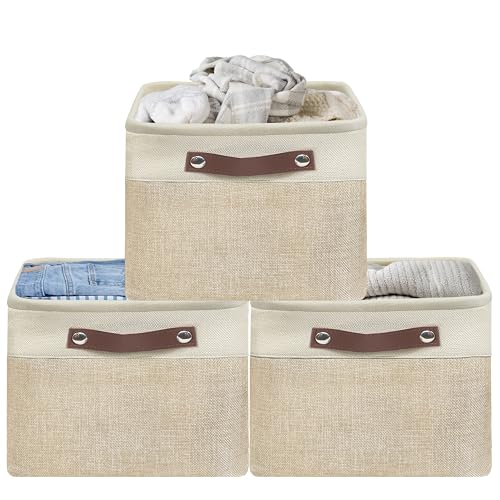 15" x 11" Large Fabric Storage Bin (Beige / Large - 15" x 11" x 9.5")