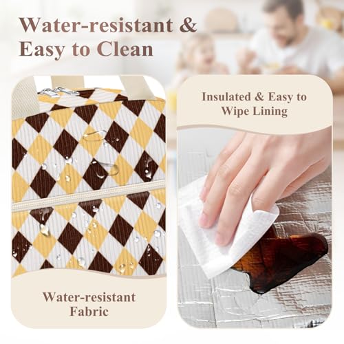Lunch Box for Women (B-B-Corduroy Brown Argyle / Medium - 10L)