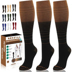 Copper Compression Dress Socks for Women & Men (XX-Large / [3-pairs] Copper Vintage Stripes)