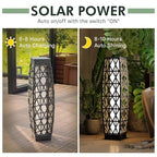 2 Piece Solar Outdoor Floor Lamp Solar Powered Wicker Lantern Outdoor Weather (2 PCS Large / Cindy)