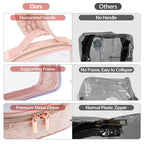 Clear Makeup Bag Travel (Beautiful Pink / Fashion/Texture Series (1 Large 1 Medium))
