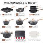 36Pcs Pots and Pans Set Non Stick (36 pcs Grey)