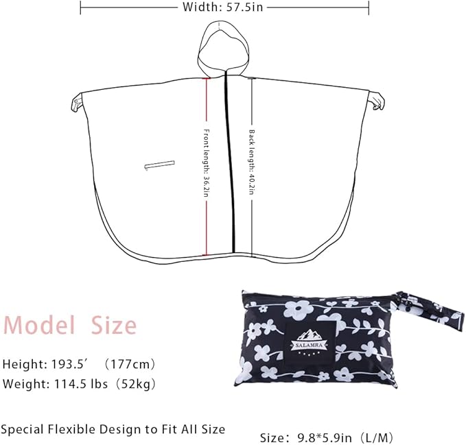 Rain Poncho Jacket Coat Hooded Zipper Style - Image 3