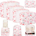 8 Set Packing Cubes Luggage Packing Organizers for Travel Accessories (Pink Flamingo / 8 Set)