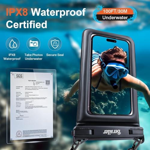 2 Pack Floating Waterproof Phone Pouch (Black+Pink)