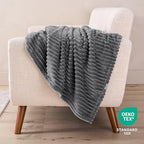 Fleece Blanket Luxury Microplush (King / 35 - Ribbed Grey)