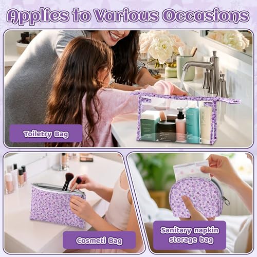 3 Pieces Purple Makeup Bags (3pcs SML)