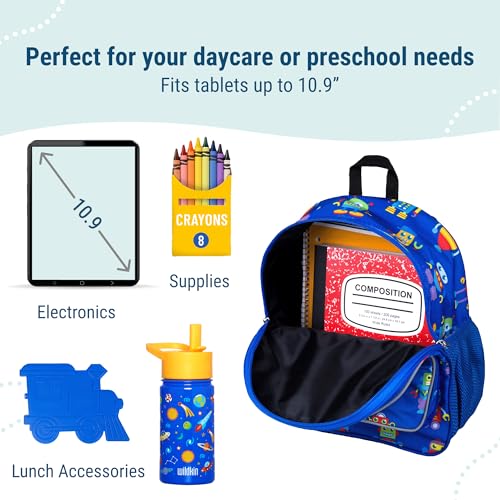 12 Inch Toddler Backpack for Kids (12 x 10 x 4.5 inches / Robots)