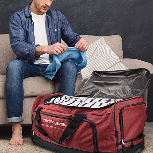 Duffel Bag with Rolling Wheels (Red / 30 inch)