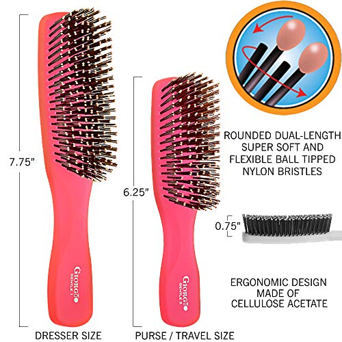 GIO1 Gentle Hair Brush Dresser Size. Wet & Dry Pro Hair Brush Detangler. Soft for Sensitive Scalp. Good For Men Women & Kids All hair lengths. Durable and Anti (Set / Red)