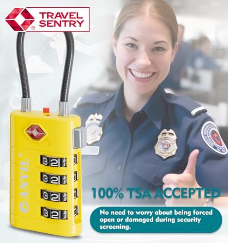 TSA Approved Luggage Locks with Search Alert Indicator (Yellow)