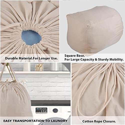 Washable Laundry Bags with Handles (Beige)