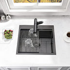 21x20 Drop In Kitchen Sink Black Bar Sink 16 Gauge (21"L x 20"W x 10"D / Black)