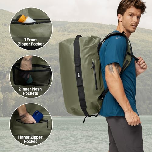 Large Waterproof Duffel Bag (Army Green / 80L)