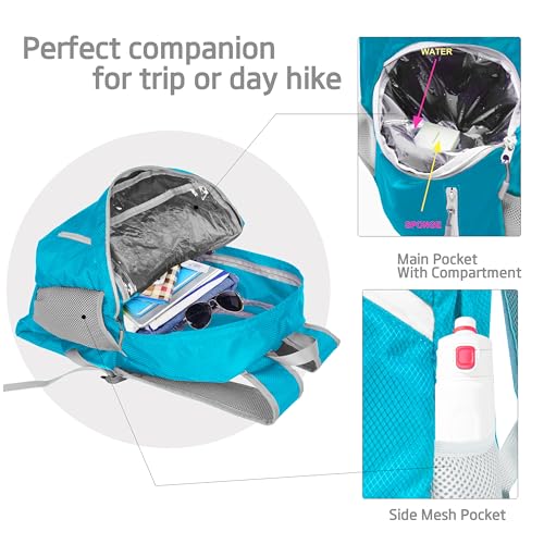 35L Foldable Waterproof Backpack For Outdoor Sports With Inside Wet Clothes Compartment Packable For Multiple Uses Ultra Lightweight Ideal For Hiking Men And Women Travel (1sky Blue)