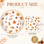 40PCS Fall Paper Plates and Napkins Set (Green)