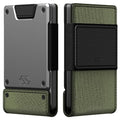 Slim Minimalist Wallets for Men (Operator (1000D Nylon, Black Leather | Satin Gun Metal))