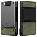 Slim Minimalist Wallets for Men (Operator (1000D Nylon, Black Leather | Satin Gun Metal))