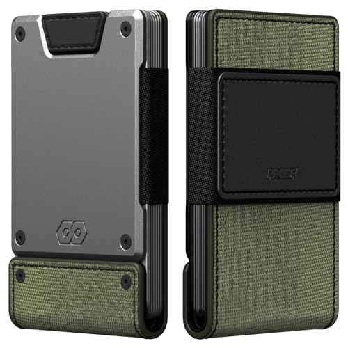 Slim Minimalist Wallets for Men (Operator (1000D Nylon, Black Leather | Satin Gun Metal))