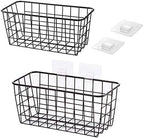 2 Set Hanging Wall Basket Organizer Over the Cabinet Door Wire Baskets - Image 2
