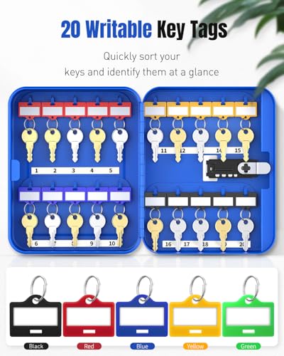 20 Keys Key Lock Box with Code (Blue / 20 Keys)