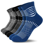 Ankle Compression Socks Women Men Plantar Fasciitis Relief 3 Pairs (Large / Black+dark Grey+dark Blue(3 Pairs))
