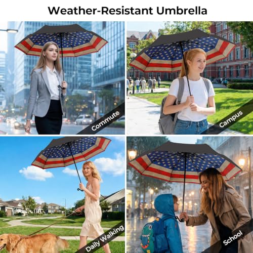 Compact Travel Umbrella (USA Flag (Auto) / 44 inches)