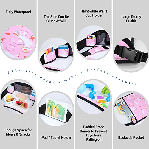Kids Travel Tray for Toddler Car Seat (Pink Unicorn)