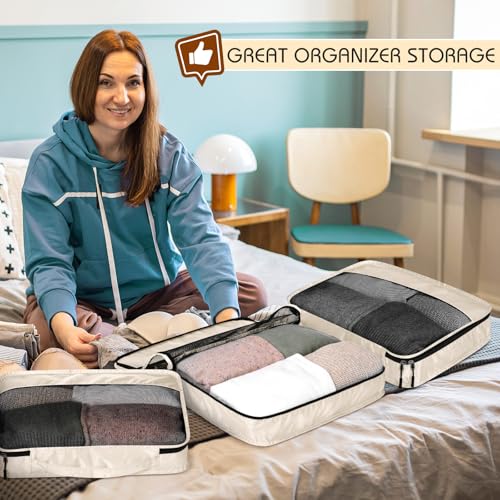 Packing Cubes for Suitcase Large Organizer Bags (Khaki / Large)
