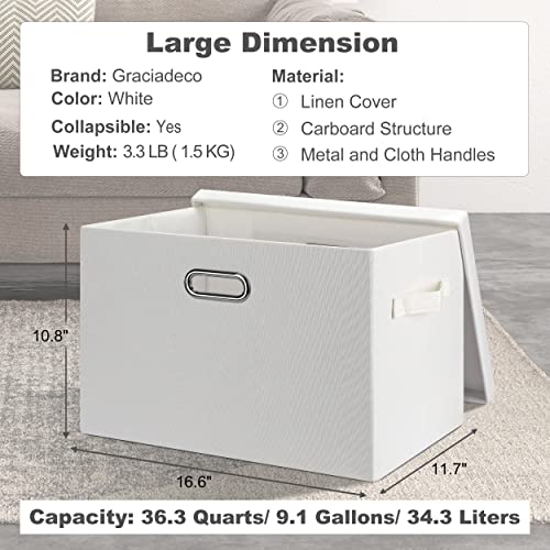 Large 17" 36 Quart Collapsible Stackable Storage Bins with Lids (White / Large -5 Pack)