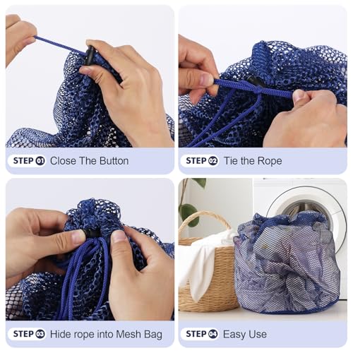 4Pcs Mesh Laundry Bags Washing Machine Mesh Wash Bags for Clothes (Blue / Pack 4 pcs)