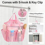 Mesh Shower Caddy Portable with Drawstring (Pink with Drawstring)