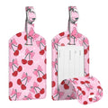 2 Pack Luggage Tags Leather Name ID Labels with Privacy Cover (Pink Cherry)