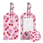 2 Pack Luggage Tags Leather Name ID Labels with Privacy Cover (Pink Cherry)